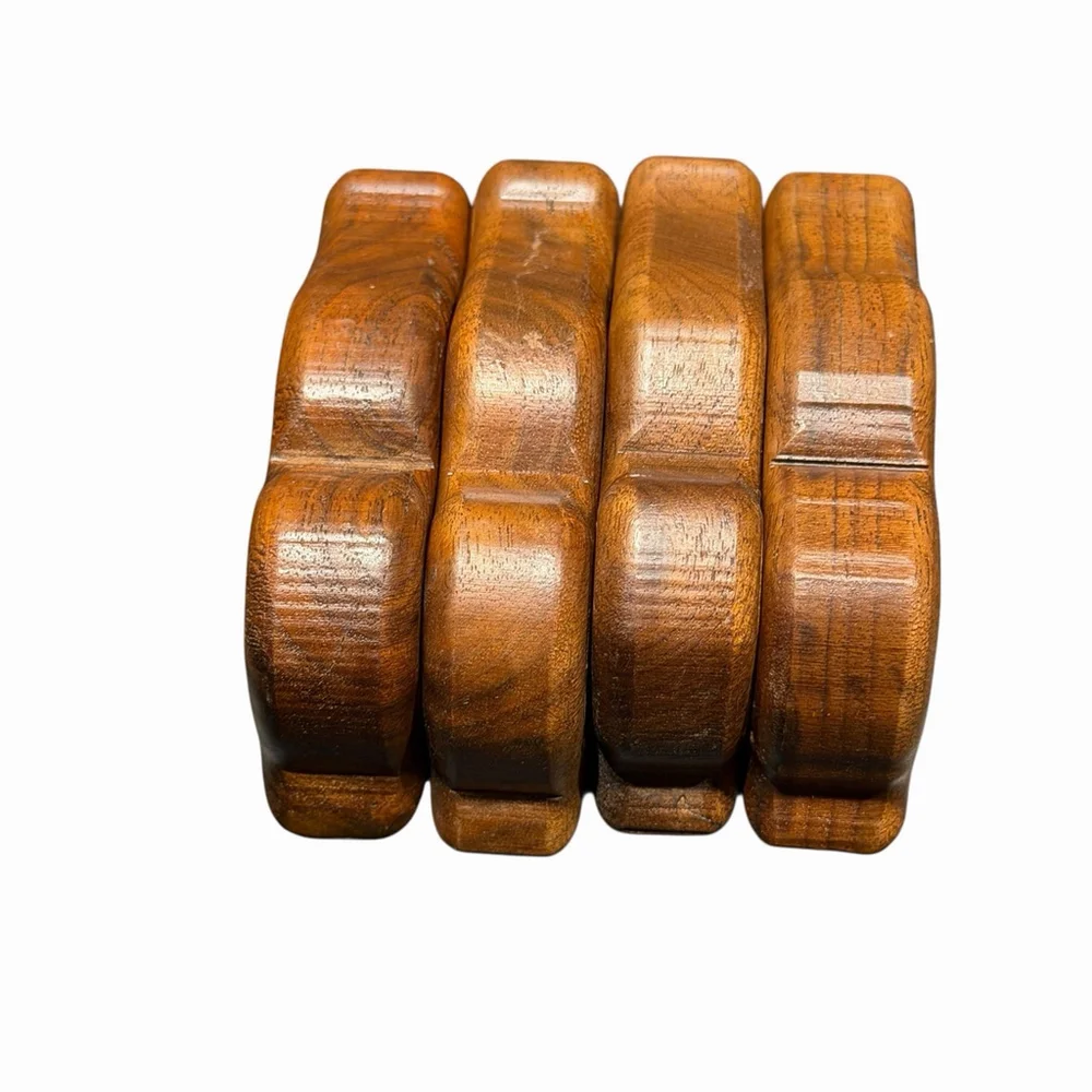 VTG Set Of 4 Bird/Duck Napkin Rings Hand Carved Wood Rustic‎ Artisan Cottage